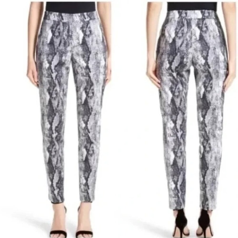 St. John Black and Gray Patterned Leggings